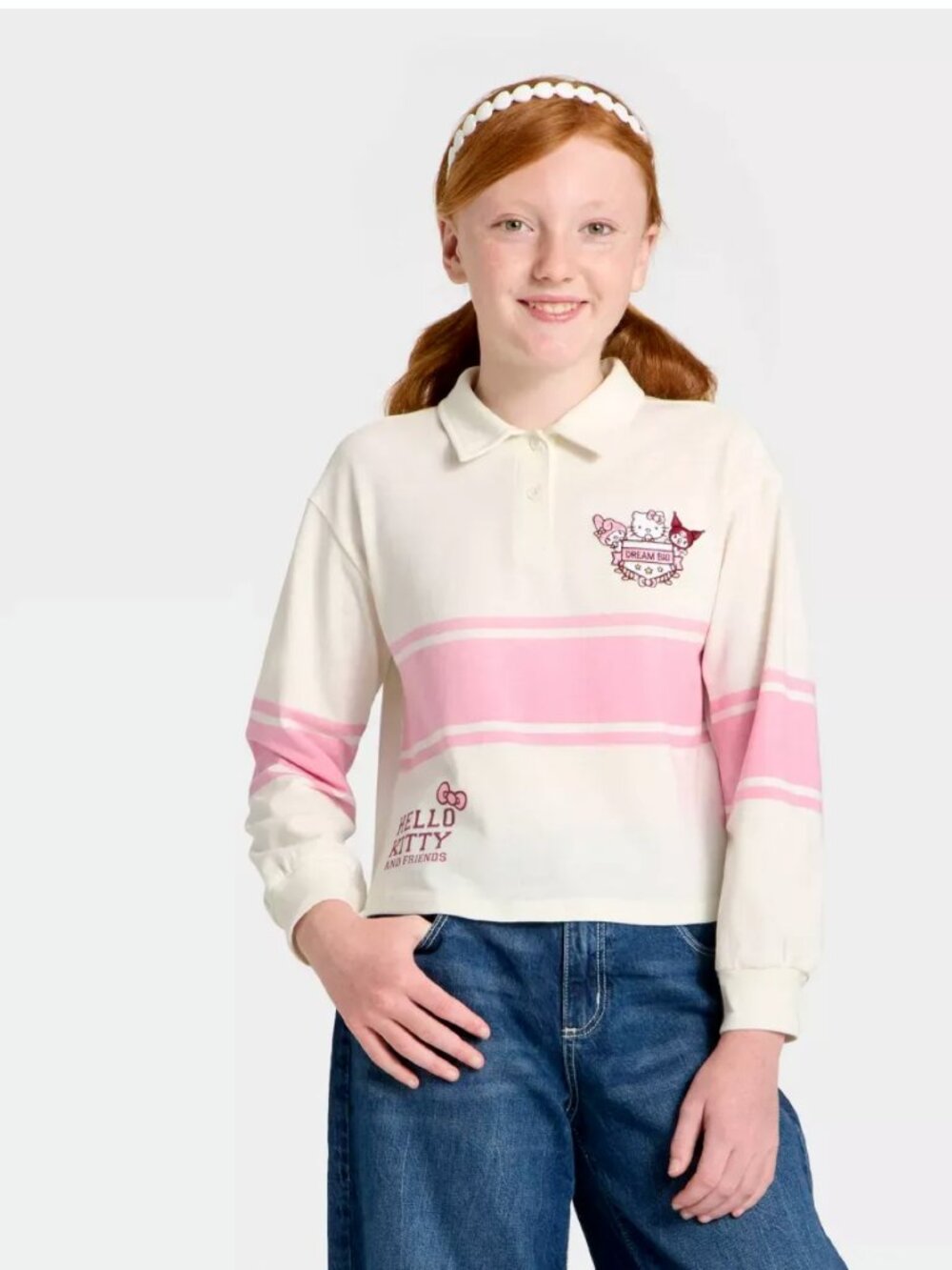 Sanrio Hello Kitty and Friends Girls Dream Big Long Sleeve Rugby Shirt